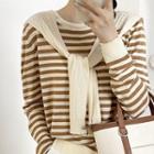 Set: Knit Cape + Striped Sweater