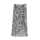 Zebra Print Shirred Midi Pencil Skirt