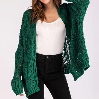 Loose-knit Cardigan Green - One Size