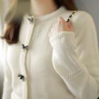 Bow Faux-pearl Button Cardigan