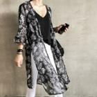 Foliage Chiffon Long Robe Cardigan