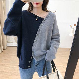 Asymmetrical Two-tone Knit Sweater