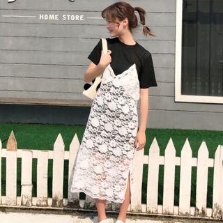Set: T-shirt + Lace Slipdress