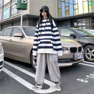 Striped Hoodie / Cargo Jogger Pants / Set