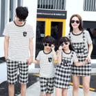 Family Matching Set: Short-sleeve Striped T-shirt + Shorts / Jumper Dress