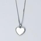 925 Sterling Silver Heart Pendant Necklace S925 Silver Monochrome Pendant - One Size