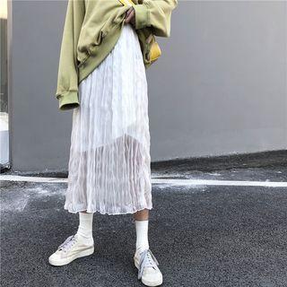Midi A-line Chiffon Skirt White - One Size