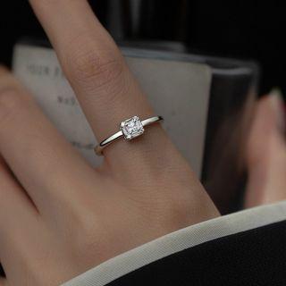 Sterling Silver Rhinestone Ring 1 Pc - S925 Silver - Silver - One Size