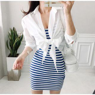 Open-front Tie-waist Shirt