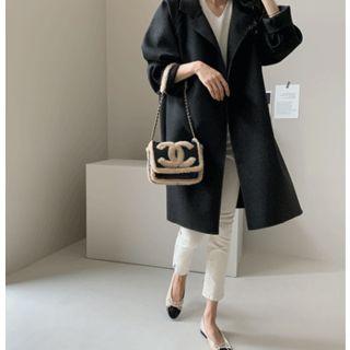 Slit-side Open-front Jacket Black - One Size