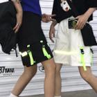Couple-matching Reflective Strap-accent Cargo Shorts