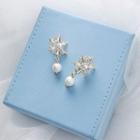 Rhinestone Snowflake Faux Pearl Dangle Earring 1 Pair - As Shown In Figure - One Size