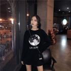 Long-sleeve Printed T-shirt Black - One Size