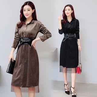 Set : Long-sleeve Shirtdress + Tulle Skirt