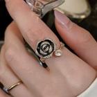 Flower Ring Black & Gold - One Size