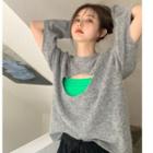 Cut-out Knit Top / Camisole Top / Elbow-sleeve Lettering T-shirt
