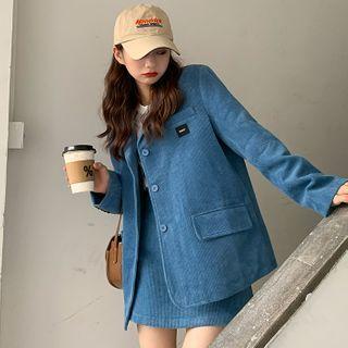 Corduroy Blazer / Mini A-line Skirt