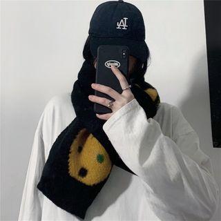 Cartoon Knit Scarf Black & Yellow - One Size