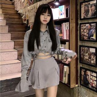 Set: Crop Shirt + A-line Skirt
