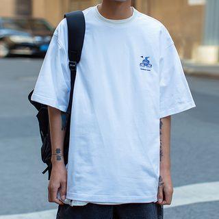 Cartoon Print Over-sized Short Sleeve T-shirt