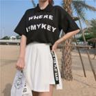 Lettering Short-sleeve Polo Shirt / Pleated Skort