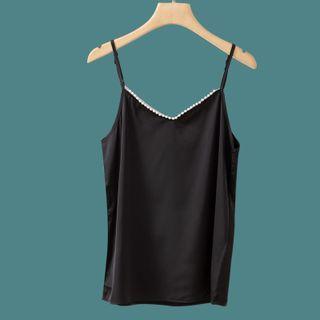 Faux Pearl Trim Camisole Top