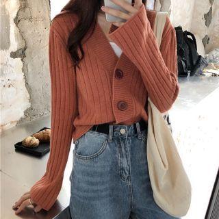 Knit V-neck Cropped Cardigan Sweater