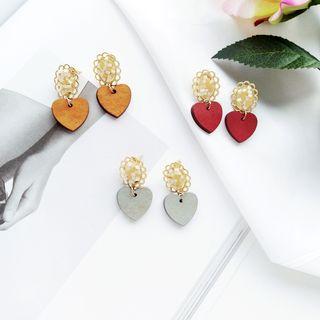 Heart Wooden Earring