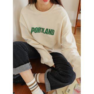 Letter Loose-fit Sweatshirt Cream - One Size