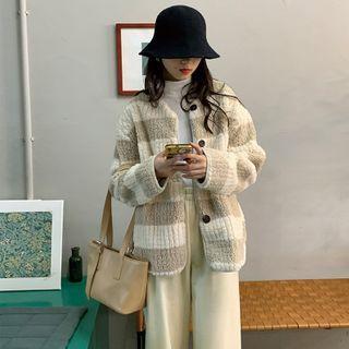 Fleece Striped Button Jacket