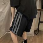 Striped / Lettering Print Wide Leg Shorts