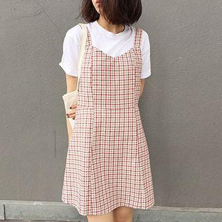 Plaid V-neck A-line Dress