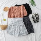 Set: Plain Cropped Blouse + Floral A-line Skirt