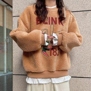 Faux-fur Printed Pullover