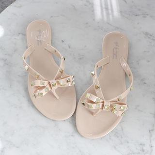 Bow-accent Studded Flip-flops