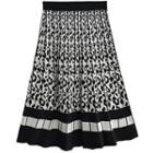 Leopard Print Accordion Pleat Knit Midi A-line Skirt
