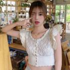 Button Crocheted Knit Vest Off-white - One Size