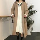 Open-front Long Knitted Jacket
