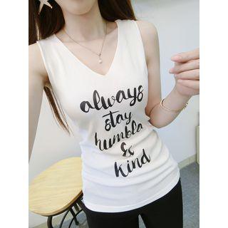 Print V-neck Sleeveless Top