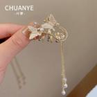 Butterfly Faux Pearl Hair Clamp 01 - Gold - One Size