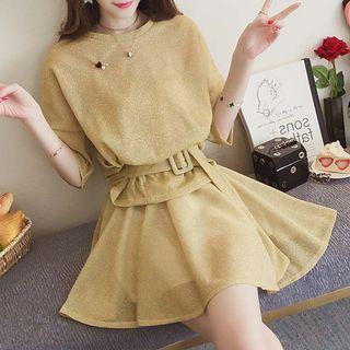 Set: Elbow-sleeve T-shirt + Mini Skirt