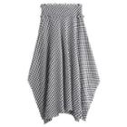 Asymmetric Hem Houndstooth A-line Skirt