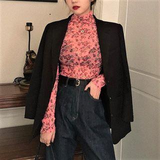 Turtle-neck Floral T-shirt