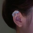Rhinestone Flower Cuff Earring 1 Pair - Silver - One Size