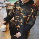 Camouflage Mock Two-piece Hoodie