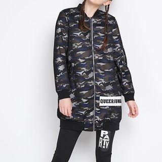 Camouflage Longline Bomber Jacket