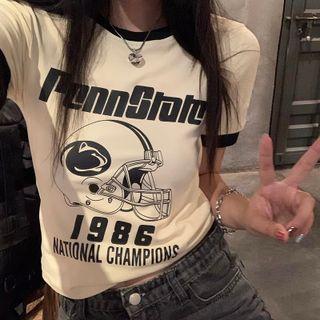 Short-sleeve Print T-shirt Almond Yellow - One Size