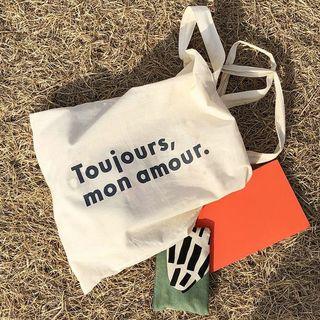Lettering Canvas Tote Bag Off-white - M
