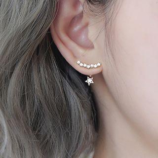 Star Rhinestone Ear Jacket 1 Pair - Silver - One Size