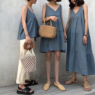 V-neck Camisole Top / V-neck Spaghetti Strap Dress